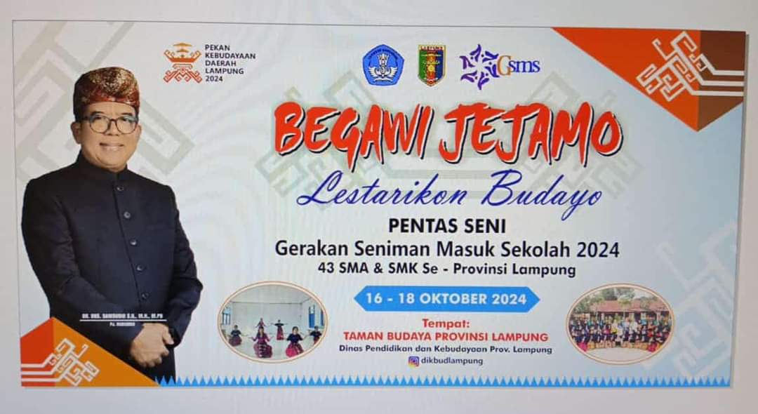 Pemprov Lampung Gelar PENTAS SENI GSMS 2024 dengan tema “Begawi Jejamo Lestarikon Budayo”. MAJALAH NATAR AGUNG