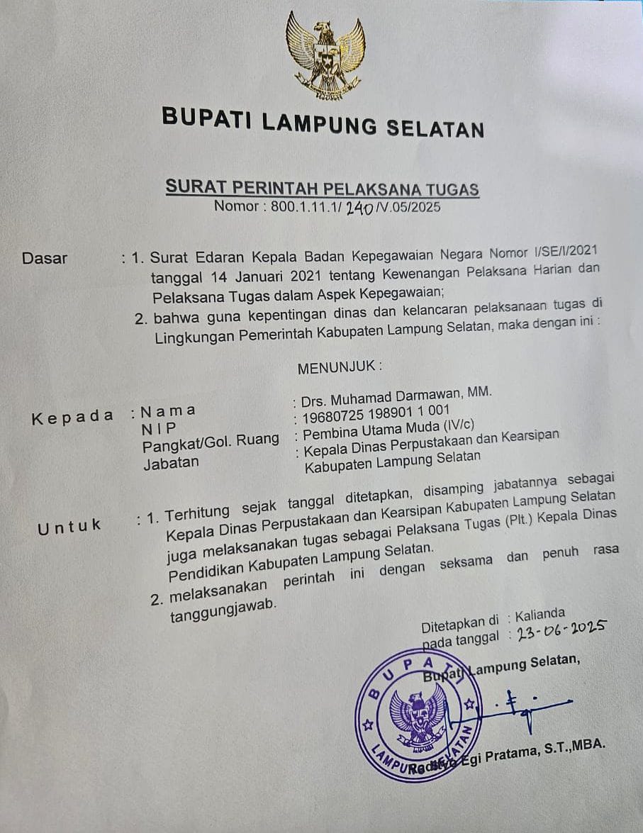 Diduga Buntut Teguran Wakil Ketua DPRD, Asep Jumhur di Nonjob-kan Dari Kadisdik Lampung Selatan