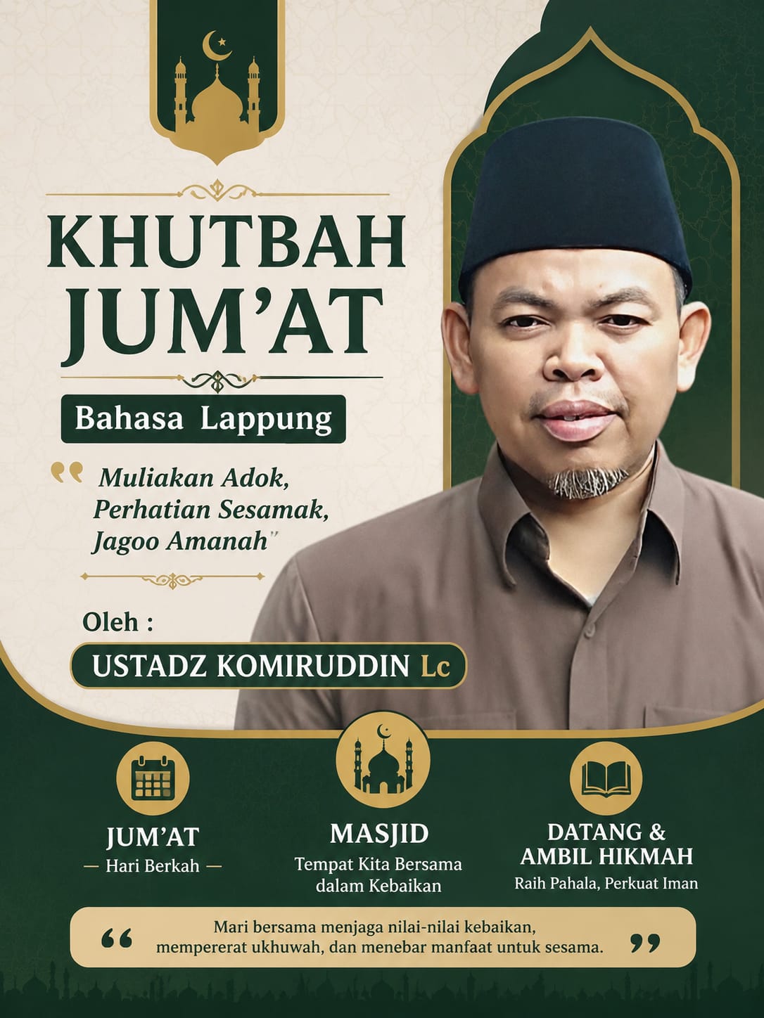 Khutbah Jum’at Bahasa Lappung: Dang Ngebangun Istana di Lam-mbung Halinu. (Renungan Anjak Surat Al-kahfi Ayat 45-46). Oleh: Ustadz H. Komiruddin Imron, Lc *)