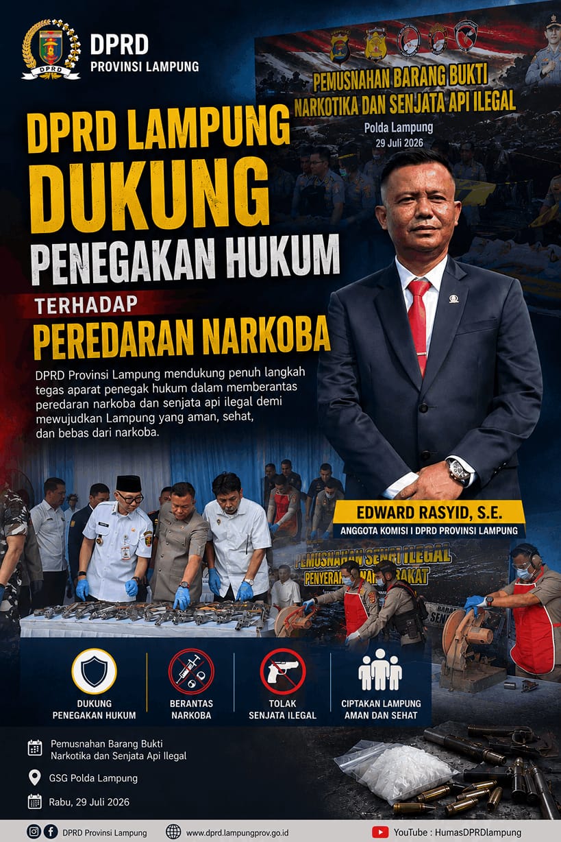DPRD Lampung Dukung Penegakan Hukum terhadap Peredaran Narkoba