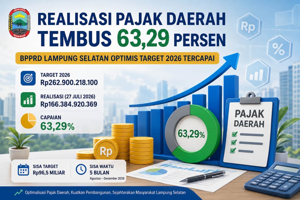 Realisasi Pajak Daerah Lampung Selatan Tembus 63,29 Persen, BPPRD Optimistis Target 2026 Tercapai