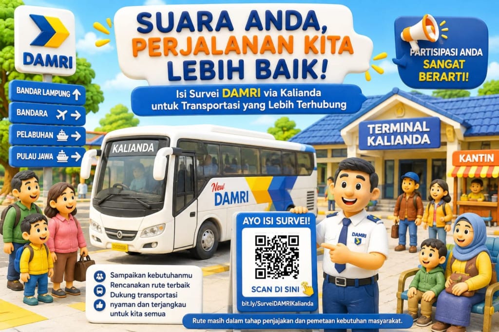 Suara yang Anda Butuhkan! Pemkab Lampung Selatan Ajak Warga Isi Survei Rute DAMRI lewat Kalianda